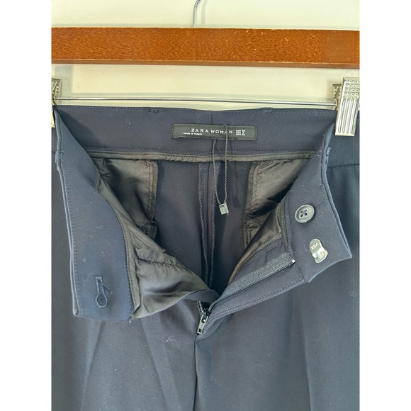 ZARA Woman Navy Trousers Red and White Side Stripe Size 6 - Picture 7 of 11